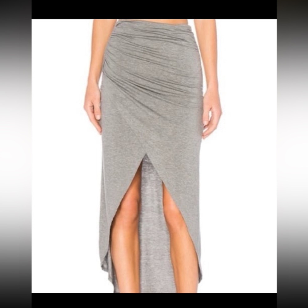 NWT Alice + Olivia AIR by Stacey bendet size 12 grey midi Tiana crossover skirt